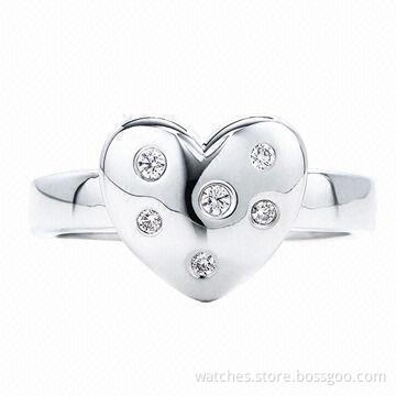 925 Sterling Silver Ring, Cupronickel Silver-plated, Fashionable, Diamond, OEM and ODM are Welcome